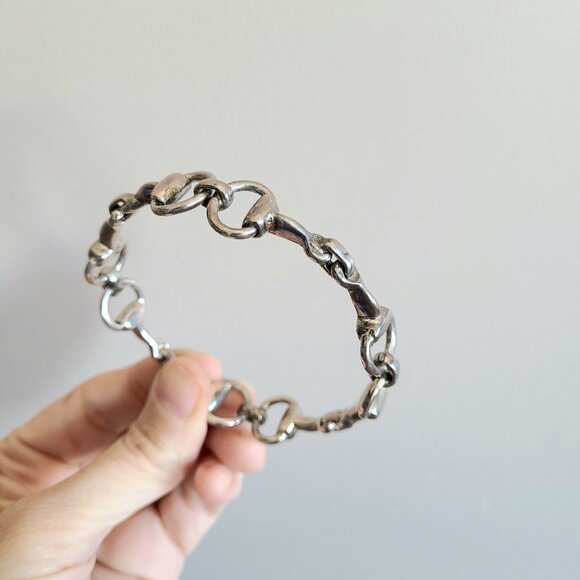 Horse bit Snaffle sterling silver 925 bracelet/bangle. Pluma(?) Mexico - Picture 1 of 8